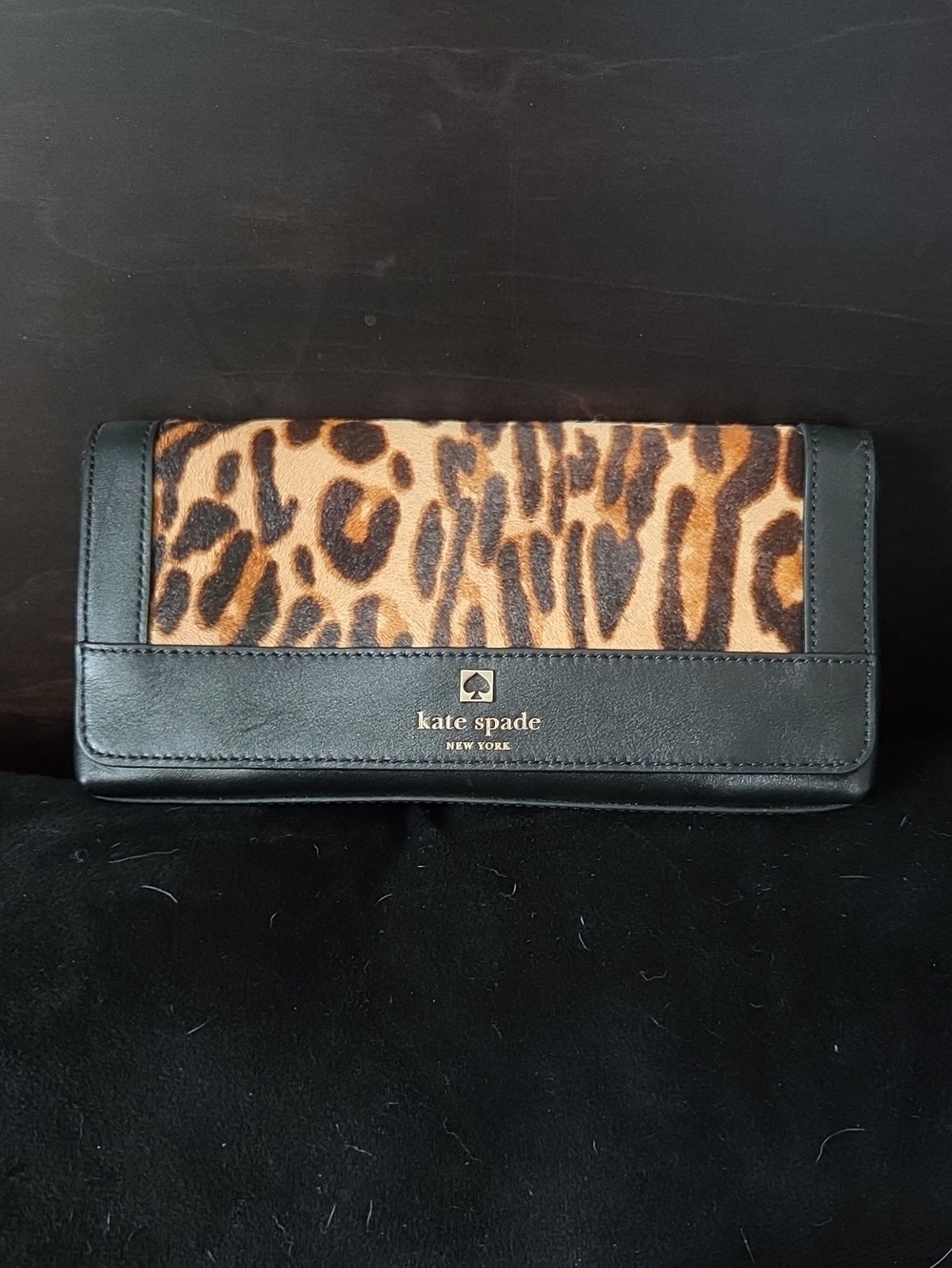 Kate Spade Perri Lane Keira Leopard Haircalf Leather Clutch Wallet